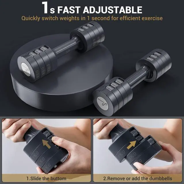 Alt view image 2 of 7 - Adjustable Dumbbells Hand Weights Set: Sportneer 1 Pair 2 4 6 8 10 Lbs Fast Adjust Dumbbell Weight 6 In 1 Free Weights Barbells For Women Men Home Gym Workout Exercise Strength Training 2-5 Lbs Each