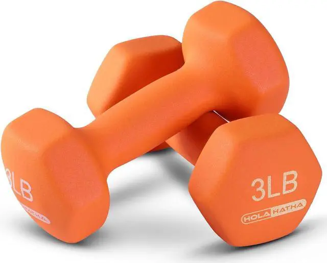 Alt view image 7 of 7 - HolaHatha 2, 3, 5, 8, and 10 Pound Neoprene Dumbbell Free Hand Weight Set with Rack, Ideal for Home Exercises to Gain Tone and Definition, Pastel