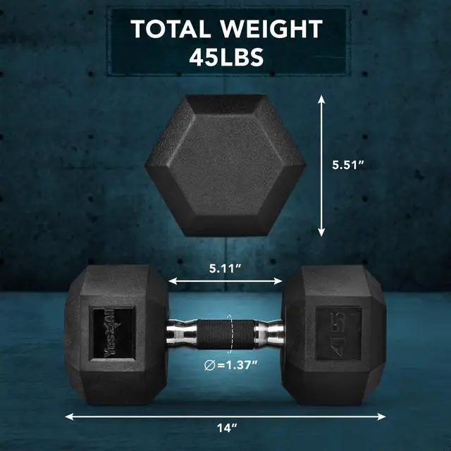 Alt view image 3 of 7 - Yes4All Rubber Grip Encased Hex Dumbbells  Hand Weights With Anti-Slip 5-50 LBS Single