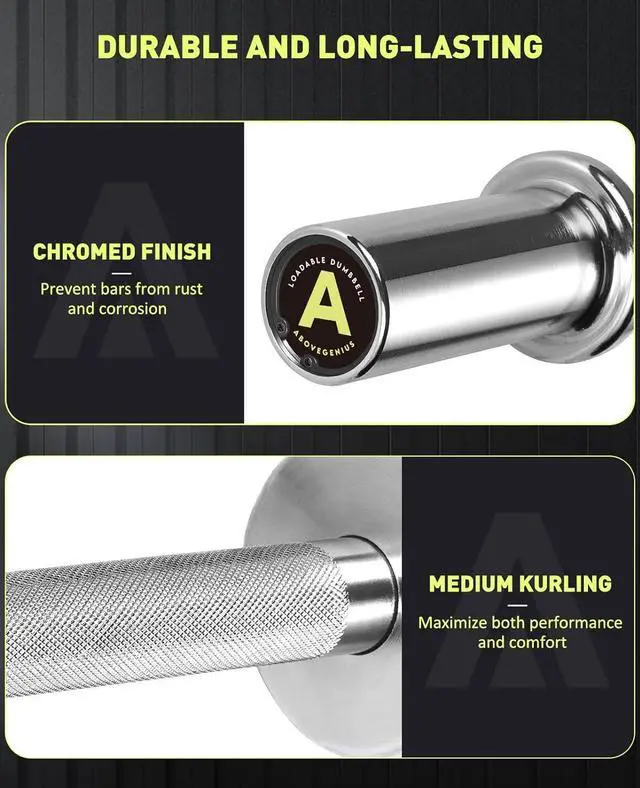 Alt view image 4 of 7 - Pair of 16" Olympic Dumbbell Handles Loadable Dumbbell Bars for 2-inch Olympic Weight Plates Ideal for Home Gym Strength Training, 2 Pair of Spring Collars Included