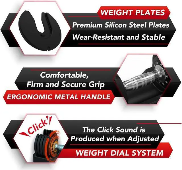 Alt view image 6 of 7 - Keppi Adjustable Dumbbells Set-25lb Dumbbells with Anti-Slip Metal Handle for Exercise & Fitness Fast Adjust Weight for Full Body Workout Fitness