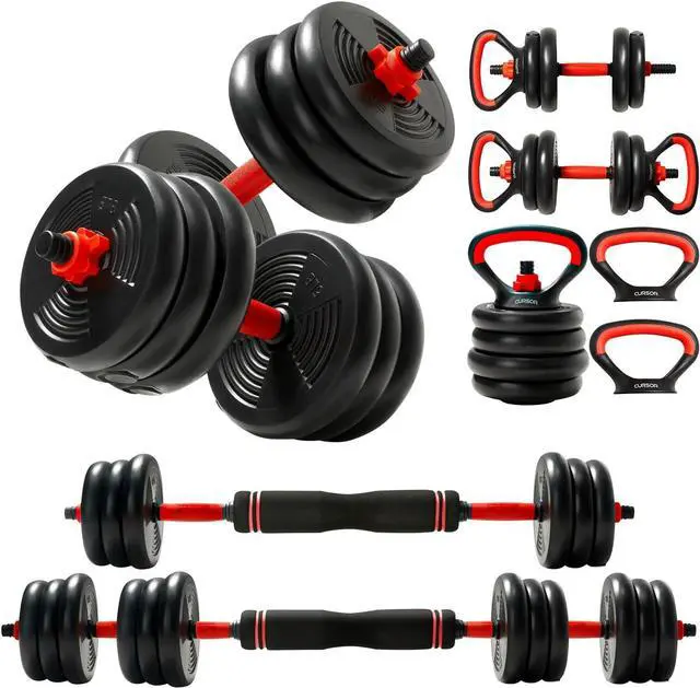 Main image of 4-IN-1 Adjustable Dumbbells Set, Work As Dumbbell/Barbell/Kettlebell/Push up Stand, Home Gym Weights Strength Training, 20LB, 50 LB Set