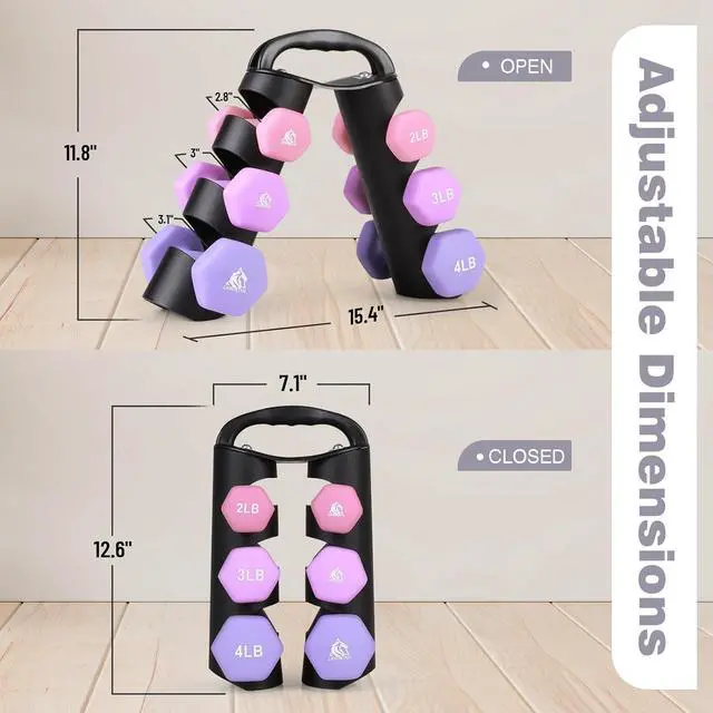 Alt view image 5 of 7 - LIONSCOOL Set of 2 Neoprene Coated Dumbbell Hand Weights, Anti-Slip and Anti-Roll Hex Dumbbells in Pair for Strength Training, Resistance Training