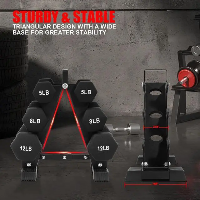 Alt view image 2 of 7 - BalanceFrom Multi-Color or Black Neoprene Coated Hexagon Dumbbell Set with Stand, Multiple Sizes