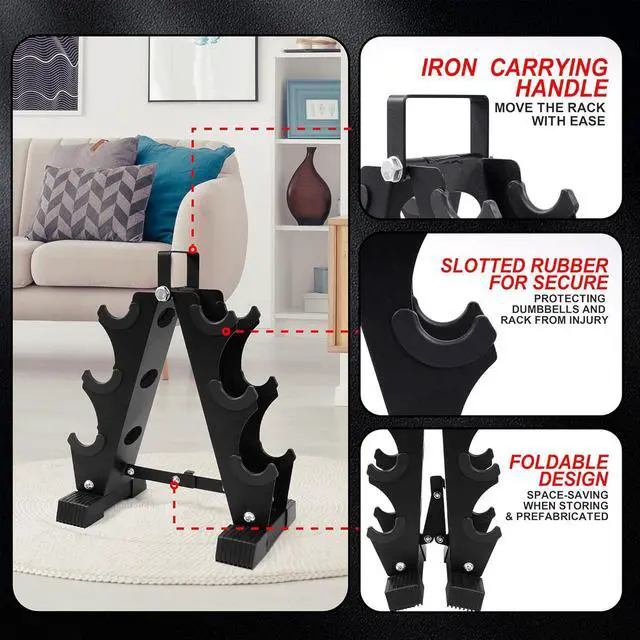 Alt view image 4 of 7 - BalanceFrom Multi-Color or Black Neoprene Coated Hexagon Dumbbell Set with Stand, Multiple Sizes