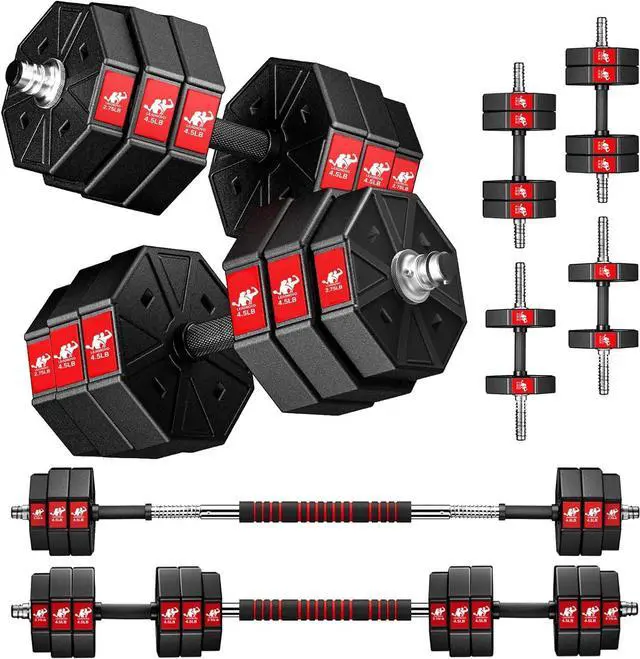 Main image of Adjustable Weights Dumbbells Set, 44Lbs 66Lbs 88Lbs 3 in 1 Adjustable Weights Dumbbells Barbell Set, Home Fitness Weight Set Gym Workout Exercise Training with Connecting Rod for Men Women