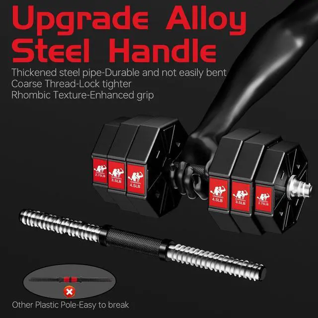Alt view image 5 of 7 - Adjustable Weights Dumbbells Set, 44Lbs 66Lbs 88Lbs 3 in 1 Adjustable Weights Dumbbells Barbell Set, Home Fitness Weight Set Gym Workout Exercise Training with Connecting Rod for Men Women