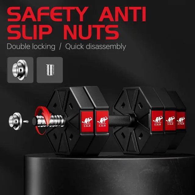 Alt view image 7 of 7 - Adjustable Weights Dumbbells Set, 44Lbs 66Lbs 88Lbs 3 in 1 Adjustable Weights Dumbbells Barbell Set, Home Fitness Weight Set Gym Workout Exercise Training with Connecting Rod for Men Women