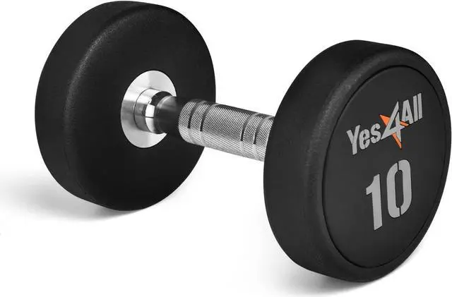 Main image of Yes4All Urethane Dumbbells with Anti-Slip Knurled Handle 5-50LBS for Muscle Building - Sold Individually