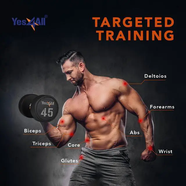 Alt view image 5 of 7 - Yes4All Urethane Dumbbells with Anti-Slip Knurled Handle 5-50LBS for Muscle Building - Sold Individually