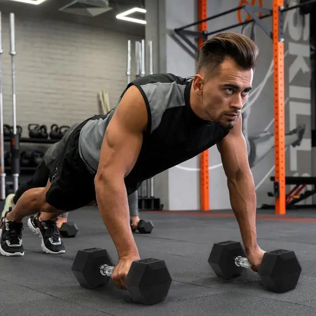 Alt view image 7 of 7 - Signature Fitness Premium Rubber Encased Hex Dumbbell Set, 150-550 Pounds Sets, Multiple Options