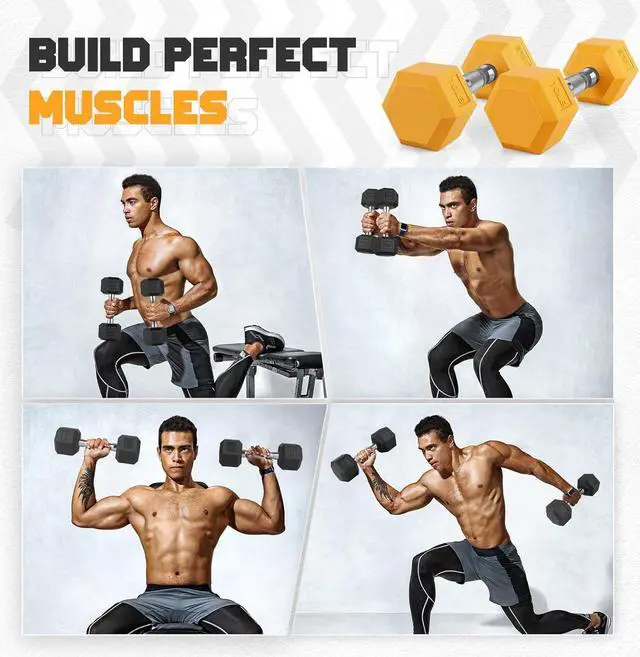 Alt view image 2 of 7 - Portzon Weights Dumbbells Pink Colors Compatible with Set of 2 Neoprene/Rubber Dumbbells,1-15 LB, Anti-Slip, Anti-roll, Hex Shape