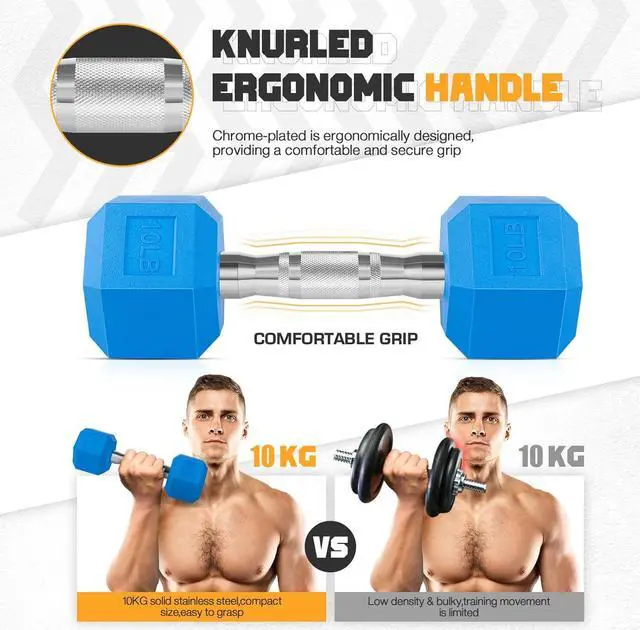 Alt view image 3 of 7 - Portzon Weights Dumbbells Pink Colors Compatible with Set of 2 Neoprene/Rubber Dumbbells,1-15 LB, Anti-Slip, Anti-roll, Hex Shape