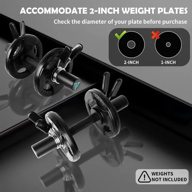 Alt view image 5 of 7 - 16" Olympic Dumbbell Handle, Dumbbell Bar for 2-inch Olympic Weight Plates, Loadable Dumbbells for Home Gym Strength Training, 2 Pair of Spring Collars Included