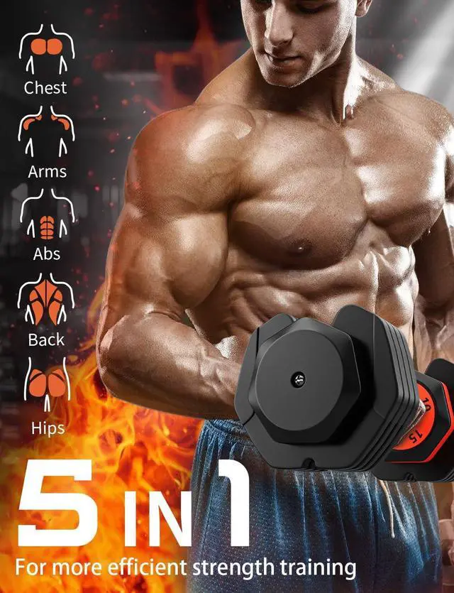 Alt view image 2 of 7 - LEEKEY Adjustable Dumbbells Set, Dumbbells with Anti-Slip Handle for Exercise & Fitness Fast Adjust Weight, Innovative Workout Equipment