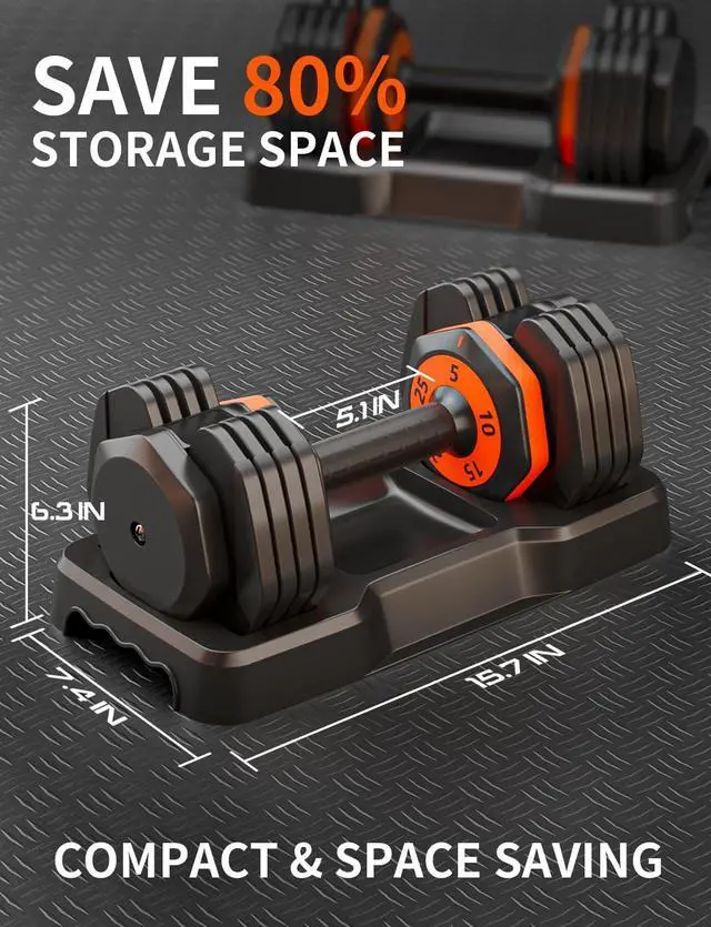 Alt view image 3 of 7 - LEEKEY Adjustable Dumbbells Set, Dumbbells with Anti-Slip Handle for Exercise & Fitness Fast Adjust Weight, Innovative Workout Equipment