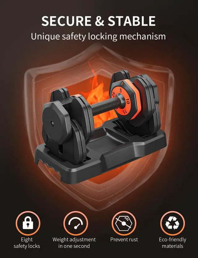 Alt view image 4 of 7 - LEEKEY Adjustable Dumbbells Set, Dumbbells with Anti-Slip Handle for Exercise & Fitness Fast Adjust Weight, Innovative Workout Equipment