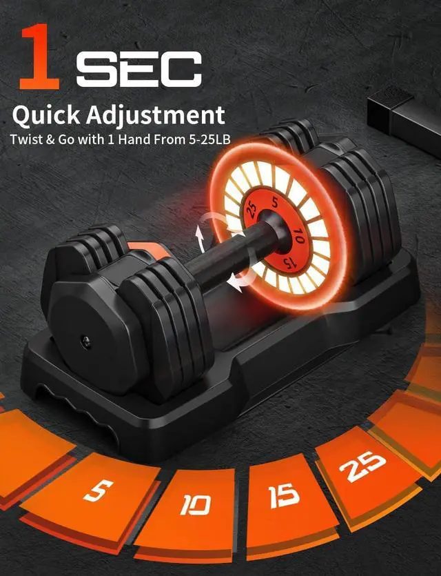 Alt view image 5 of 7 - LEEKEY Adjustable Dumbbells Set, Dumbbells with Anti-Slip Handle for Exercise & Fitness Fast Adjust Weight, Innovative Workout Equipment