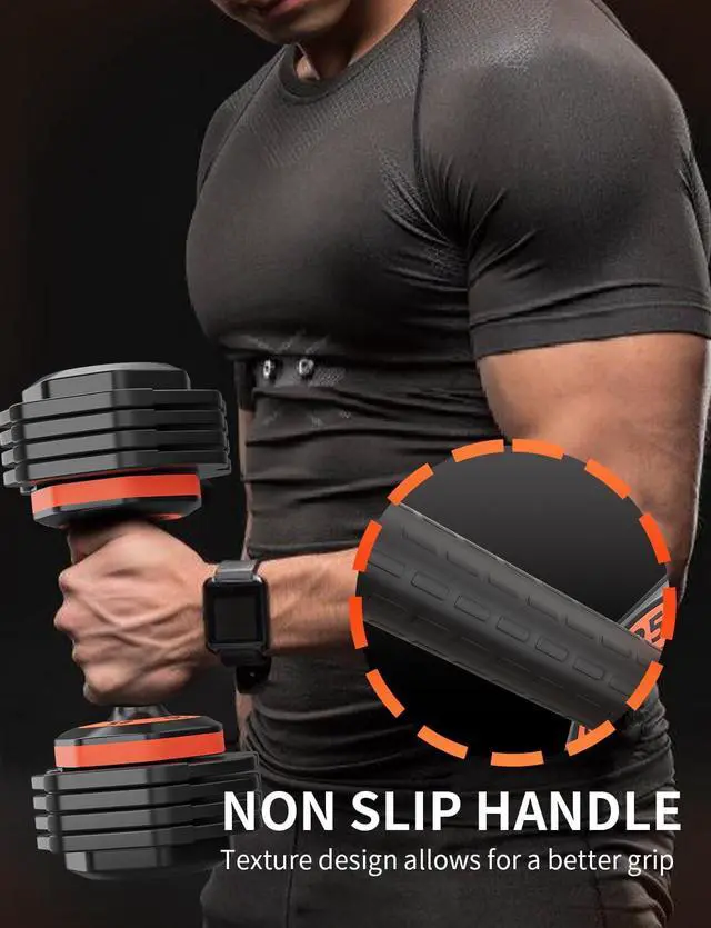 Alt view image 6 of 7 - LEEKEY Adjustable Dumbbells Set, Dumbbells with Anti-Slip Handle for Exercise & Fitness Fast Adjust Weight, Innovative Workout Equipment