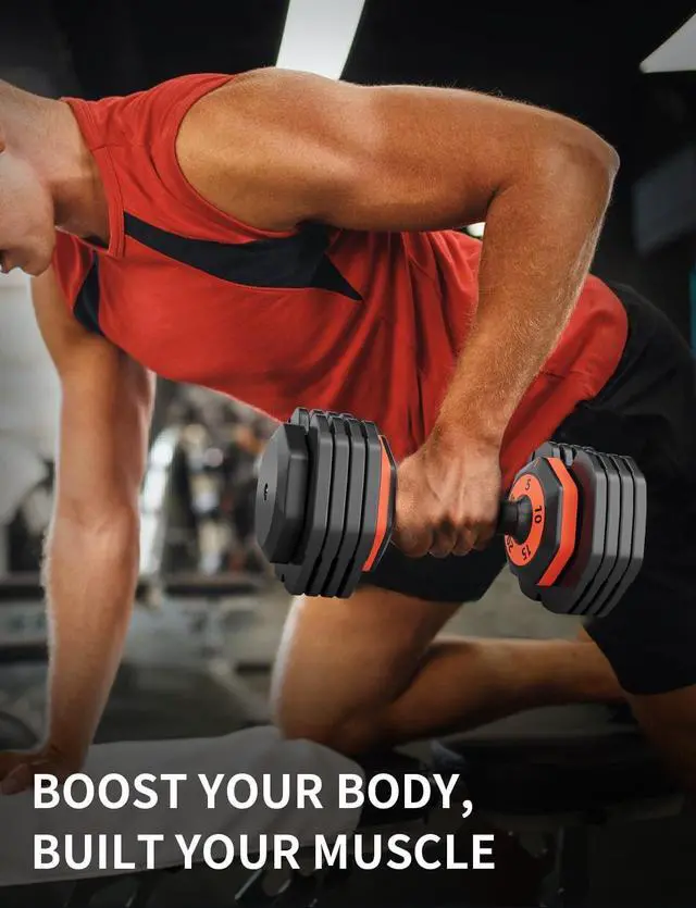 Alt view image 7 of 7 - LEEKEY Adjustable Dumbbells Set, Dumbbells with Anti-Slip Handle for Exercise & Fitness Fast Adjust Weight, Innovative Workout Equipment