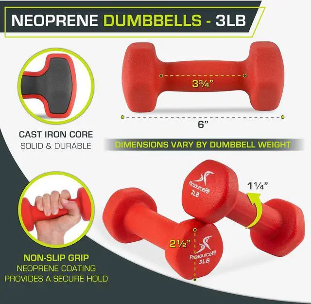 Alt view image 2 of 6 - ProsourceFit Neoprene Dumbbell Coated for Non-Slip Grip, 5 lb
