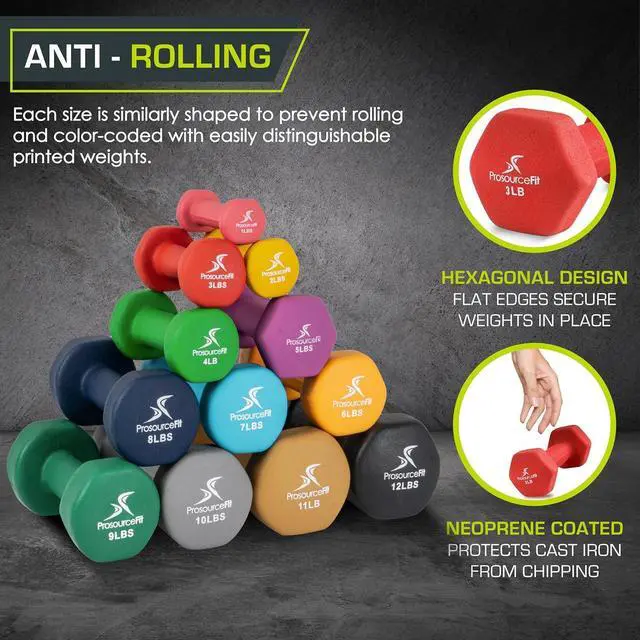 Alt view image 3 of 6 - ProsourceFit Neoprene Dumbbell Coated for Non-Slip Grip, 5 lb