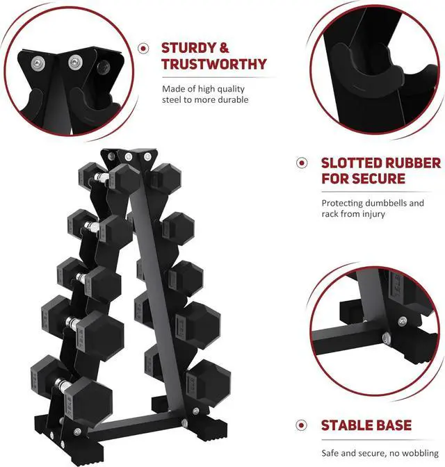 Alt view image 3 of 7 - BalanceFrom Rubber Coated Hex Dumbbell Free Hand Weight Set w/Storage Rack, Multiple Options