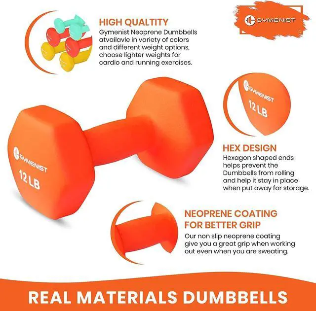 Alt view image 2 of 7 - GYMENIST Pair of Dumbbells Set of 2 Soft Non Slip Grip Dumbbells Pair Covered with Neoprene