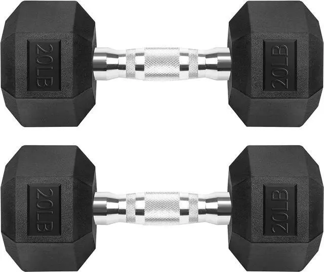 Main image of Hex Dumbbells Rubber Coated Cast Iron Hex Black Dumbbell Free Weights for Exercises