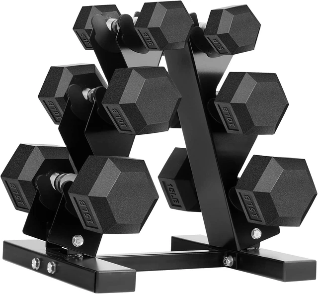 Alt view image 6 of 6 - Hex Dumbbells Rubber Coated Cast Iron Dumbbell for Exercises