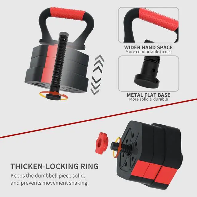 Alt view image 3 of 7 - VIVITORY Dumbbell Sets Adjustable Weights, Free Weights Dumbbells Set with Connector, Non-Rolling Adjustable Dumbbell Set, Barbell Weights Set for Home Gym, Hexagon, Cement Mixture