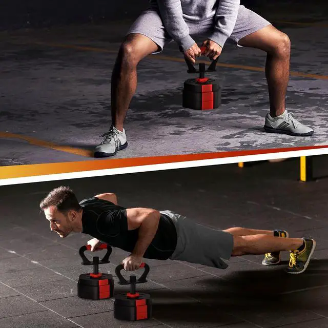 Alt view image 6 of 7 - VIVITORY Dumbbell Sets Adjustable Weights, Free Weights Dumbbells Set with Connector, Non-Rolling Adjustable Dumbbell Set, Barbell Weights Set for Home Gym, Hexagon, Cement Mixture