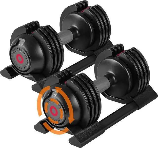 Main image of Roinoim 5-in-1 Adjustable Dumbbells Set, 22LB Pair Dumbbell with Anti-Slip Metal Handle for Exercise & Fitness Fast Adjust Weight for Full Body Workout Fitness