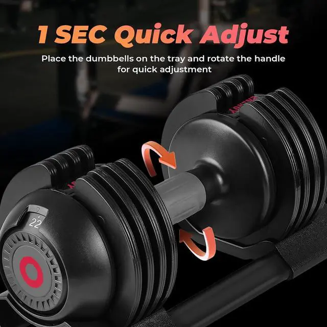 Alt view image 4 of 7 - Roinoim 5-in-1 Adjustable Dumbbells Set, 22LB Pair Dumbbell with Anti-Slip Metal Handle for Exercise & Fitness Fast Adjust Weight for Full Body Workout Fitness