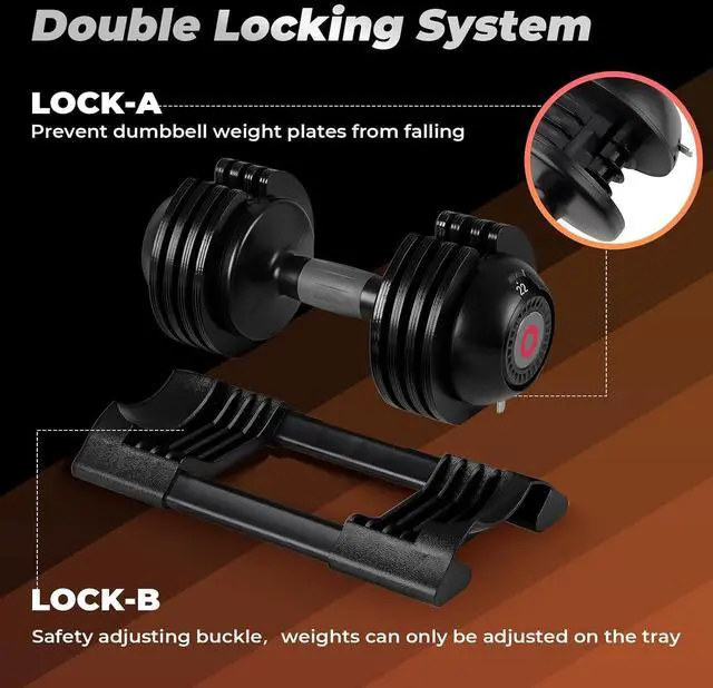 Alt view image 5 of 7 - Roinoim 5-in-1 Adjustable Dumbbells Set, 22LB Pair Dumbbell with Anti-Slip Metal Handle for Exercise & Fitness Fast Adjust Weight for Full Body Workout Fitness