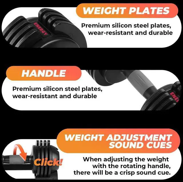 Alt view image 6 of 7 - Roinoim 5-in-1 Adjustable Dumbbells Set, 22LB Pair Dumbbell with Anti-Slip Metal Handle for Exercise & Fitness Fast Adjust Weight for Full Body Workout Fitness
