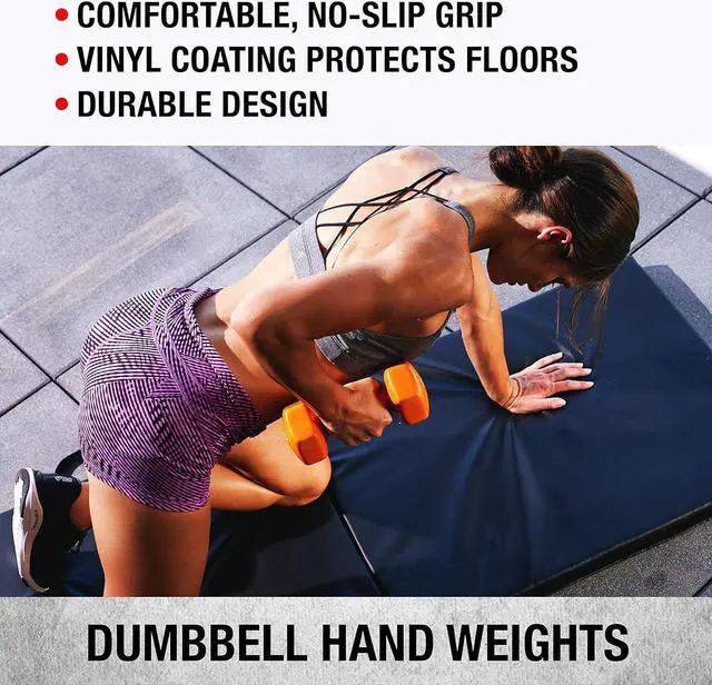 Alt view image 4 of 5 - Dumbbells Hand Weights Set of 2 - Vinyl Coated Exercise & Fitness Dumbbell for Home Gym Equipment Workouts Strength Training Free Weights for Women, Men (1-10 Pound, 12, 15, 18, 20 lb)