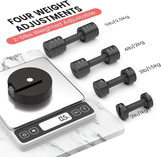 Alt view image 3 of 7 - EAST MOUNT Adjustable Hand Dumbbell for Women 5lb Dumbbells Set of 2, 4 in 1 Small Dumbbell Set Each 2lb 3lb 4lb 5lb Free Weights