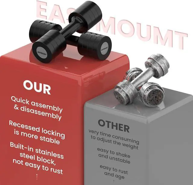 Alt view image 4 of 7 - EAST MOUNT Adjustable Hand Dumbbell for Women 5lb Dumbbells Set of 2, 4 in 1 Small Dumbbell Set Each 2lb 3lb 4lb 5lb Free Weights