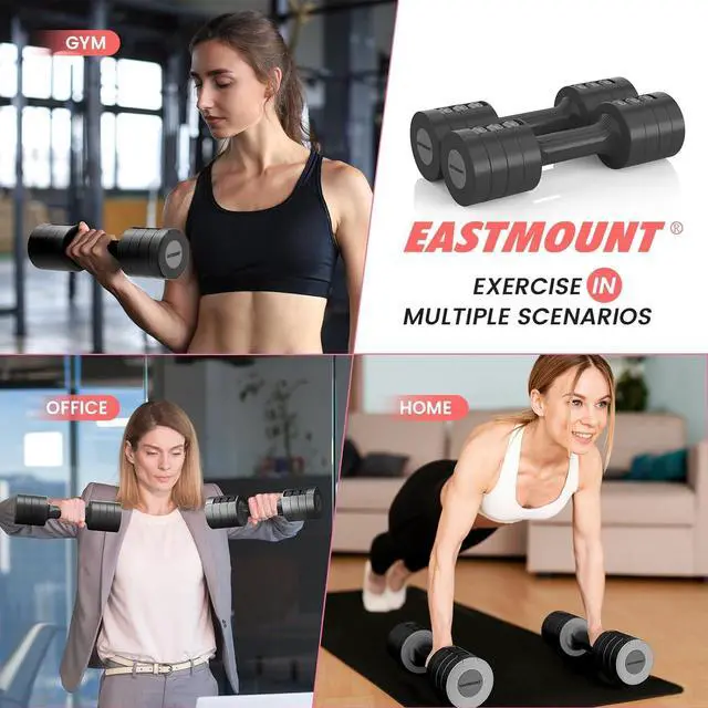 Alt view image 6 of 7 - EAST MOUNT Adjustable Hand Dumbbell for Women 5lb Dumbbells Set of 2, 4 in 1 Small Dumbbell Set Each 2lb 3lb 4lb 5lb Free Weights