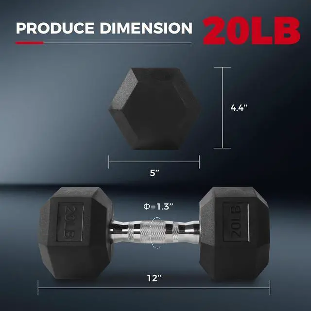 Alt view image 2 of 7 - RitFit Rubber Coated Hex Dumbbell Weights Set for Home Gym