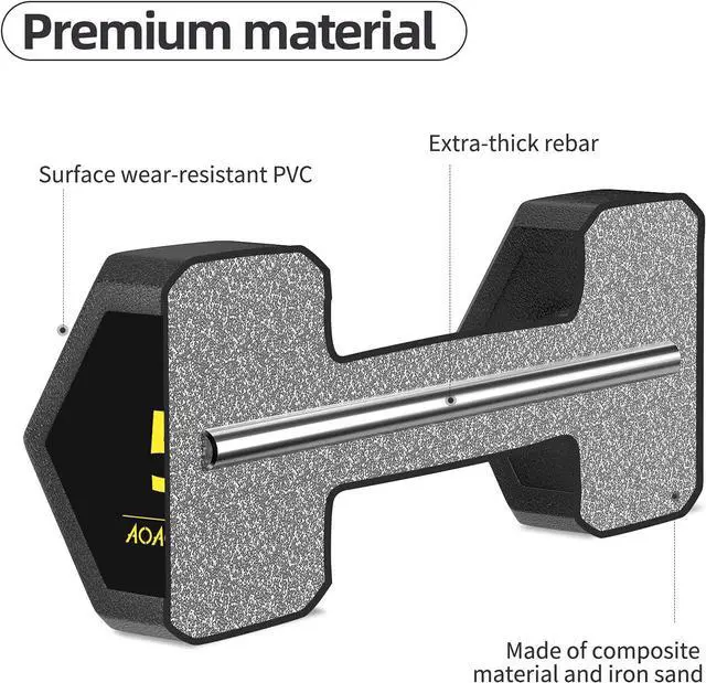 Alt view image 5 of 7 - Hex Dumbbells PVC Encase Coating Free Weight Dumbbell Set for Strength Training, Home Gym Fitness and Full Body Workout