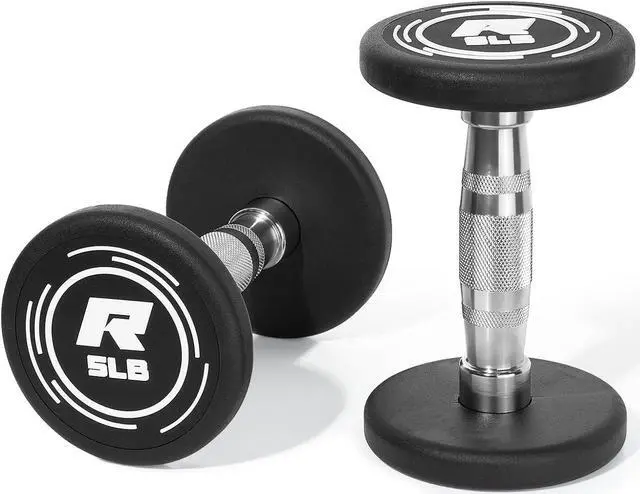 Alt view image 2 of 7 - Ritfit 5-250 LBS PVC Encased Round Dumbbell sets with Knurled Handle and Optional Rack, Strength Training Equipment for Home Gym
