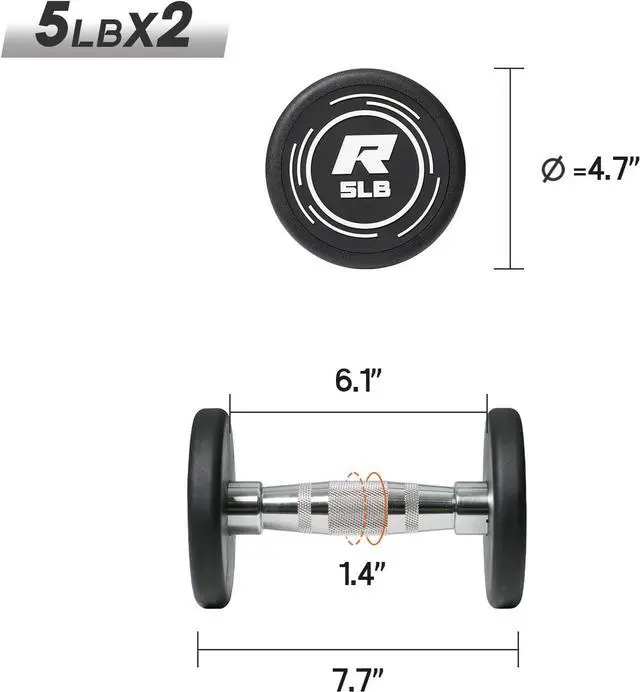 Alt view image 3 of 7 - Ritfit 5-250 LBS PVC Encased Round Dumbbell sets with Knurled Handle and Optional Rack, Strength Training Equipment for Home Gym