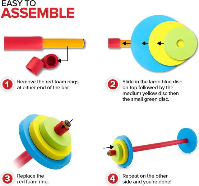 Alt view image 4 of 7 - Modern Innovations Kids Barbell Weight Set, Toy Workout Equipment, Kid Weights for Exercise, Toddler Fun & Fitness (Colorful)