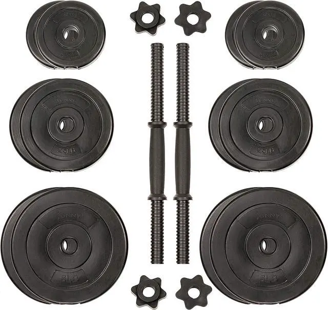 Alt view image 6 of 7 - Sunny Health & Fitness Exercise Vinyl 40 Lb Dumbbell Set Hand Weights for Strength Training, Weight Loss, Workout Bench, Gym Equipment, and Home Workouts