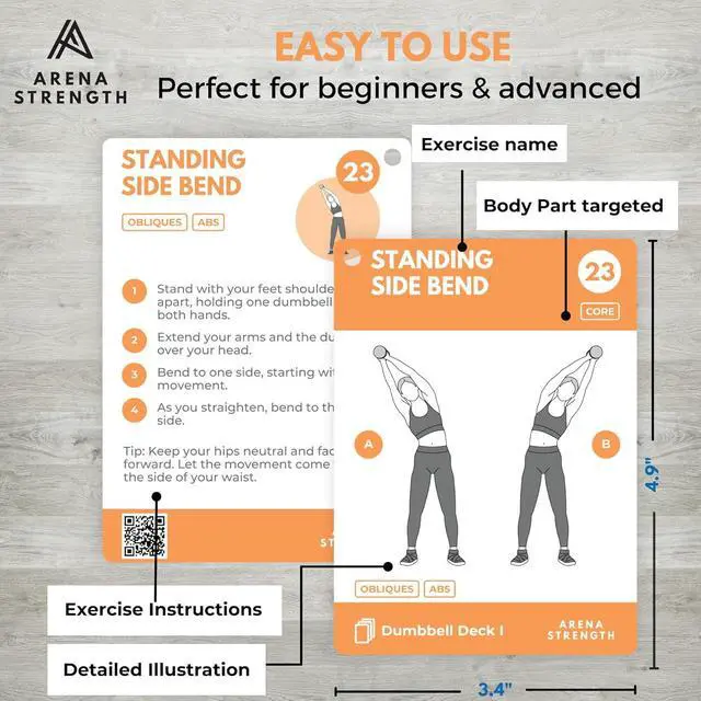 Alt view image 3 of 7 - Arena Strength Workout Cards - Instructional Fitness Deck for Booty Band Workouts, Beginner Fitness Guide for Resistance Band Training Exercises at Home. includes Workout Routines.