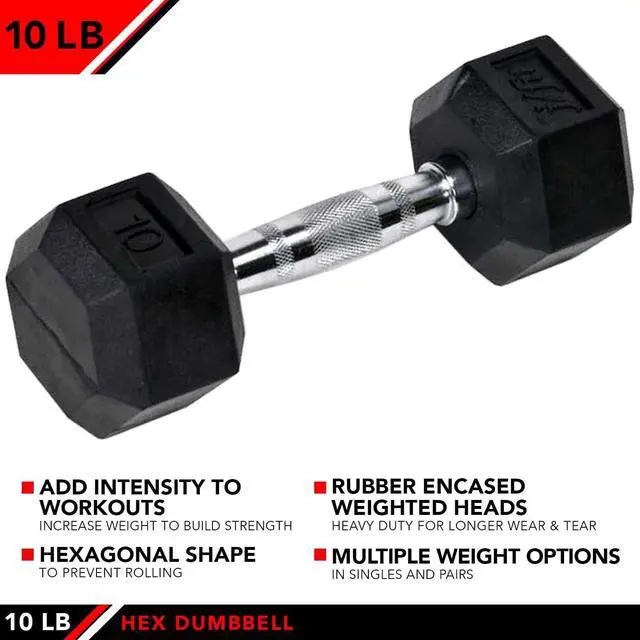 Alt view image 2 of 6 - JFIT Rubber Hex Dumbbells - 8 Size Options - Hex Shaped Heads Prevent Rolling and Injury - Ergonomic Hand Weights for Exercise, Muscle, Strength and Weight Training