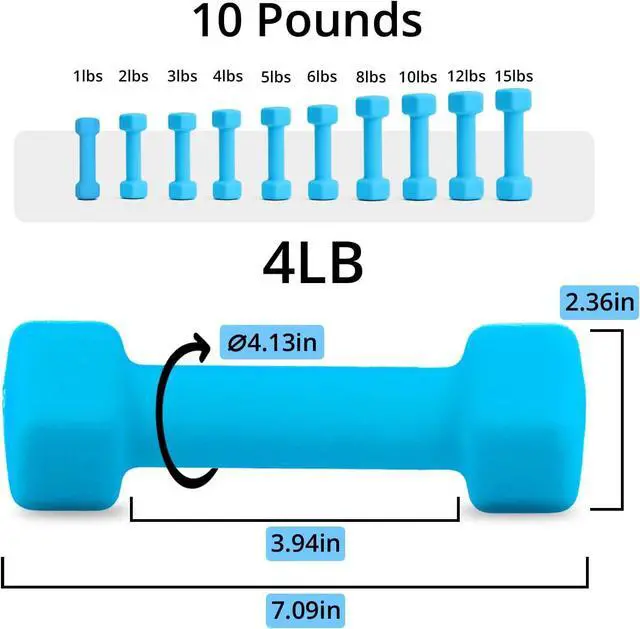 Alt view image 2 of 7 - Portzon 10 Colors Options Compatible with Set of 2 Neoprene Dumbbell,1-15 LB, Anti-Slip, Anti-roll, Hex Shape