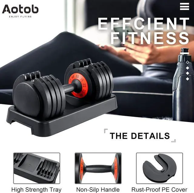Alt view image 4 of 7 - AOTOB 25/55 lbs (Pair) Adjustable Dumbbell Set, Dumbbells Adjustable Weight with Anti-Slip Fast Adjust Turning Handle, Dumbbell Sets Adjustable for Men and Women, Dumbbells Pair for Home Gym Exercise